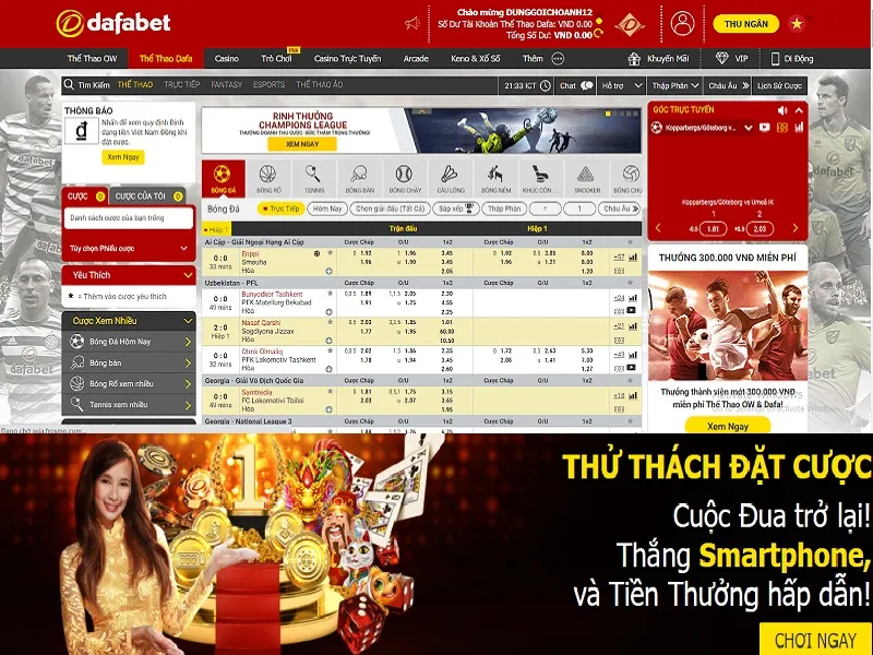 Cược thể thao khuyến mãi tại Dafabet