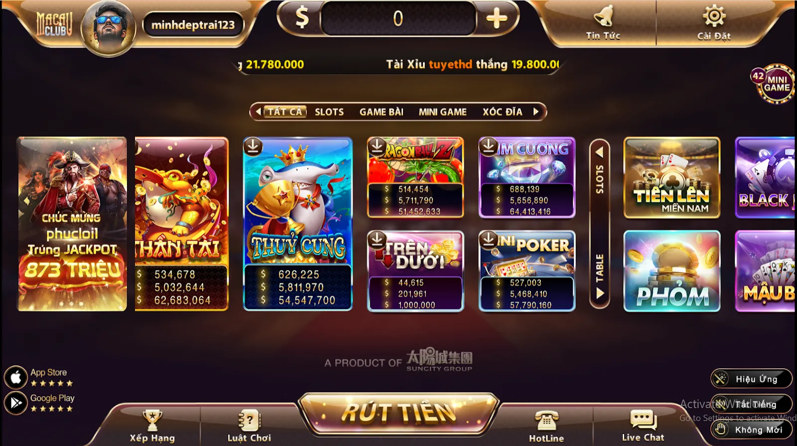 Giao diện game Macau Club