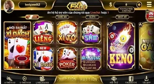 Đa dạng game tại FA88 Club