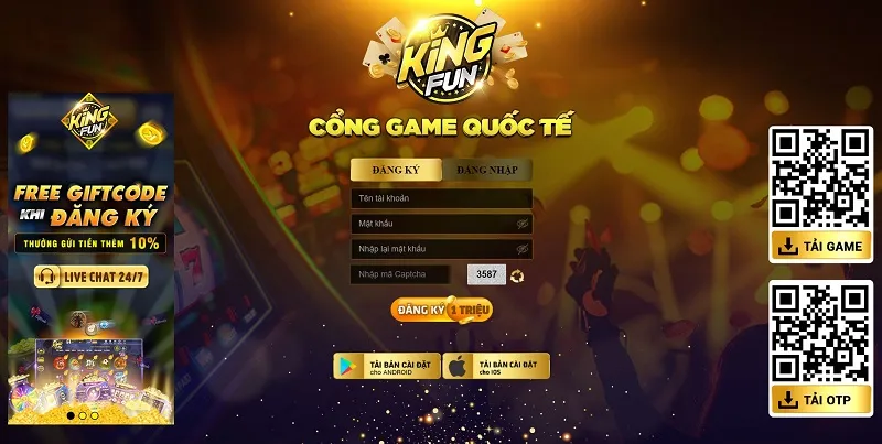 Đăng ký Kingfun trên PC cực dễ