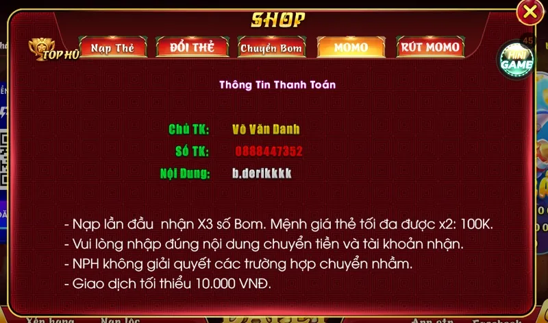 Nạp tiền Bom24h