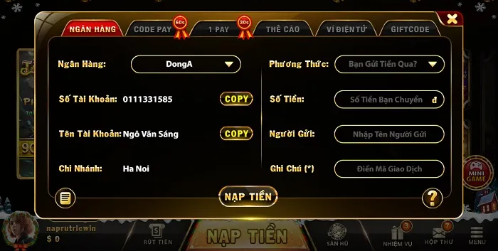 Nạp tiền Ric Win