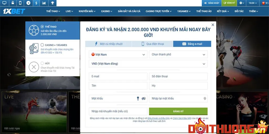 đăng nhập 1xbet