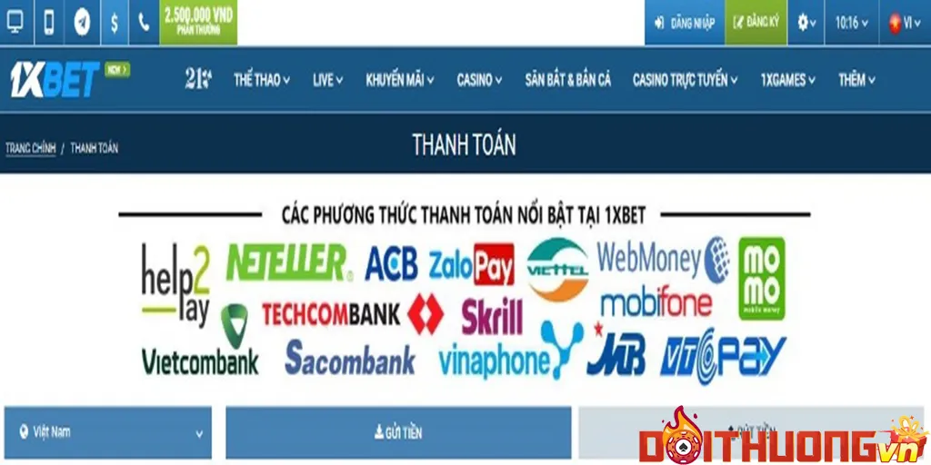 nạp rút tiền 1xbet